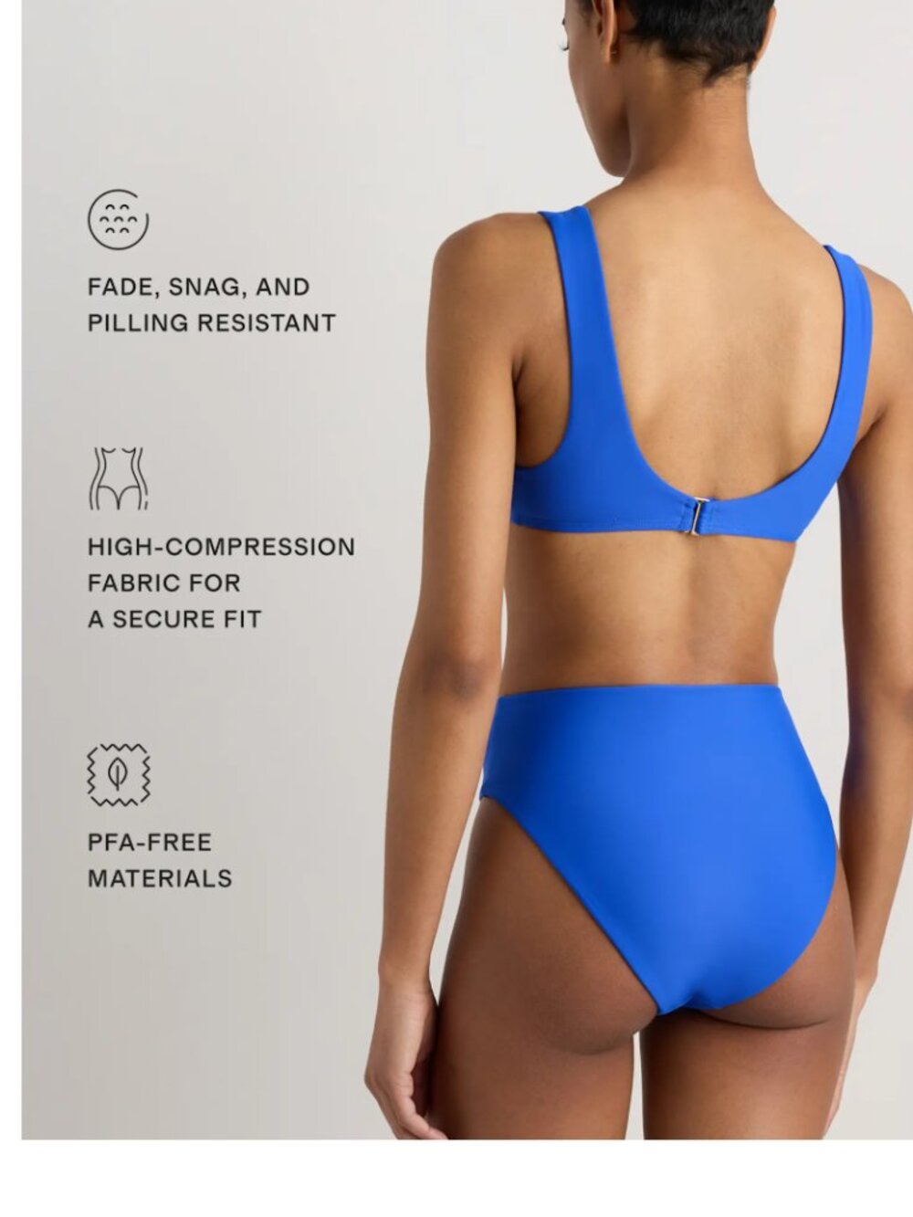 Quince Italian High Waist High Leg Bikini Bottom In Royal Blue Medium NWT - Picture 5 of 8